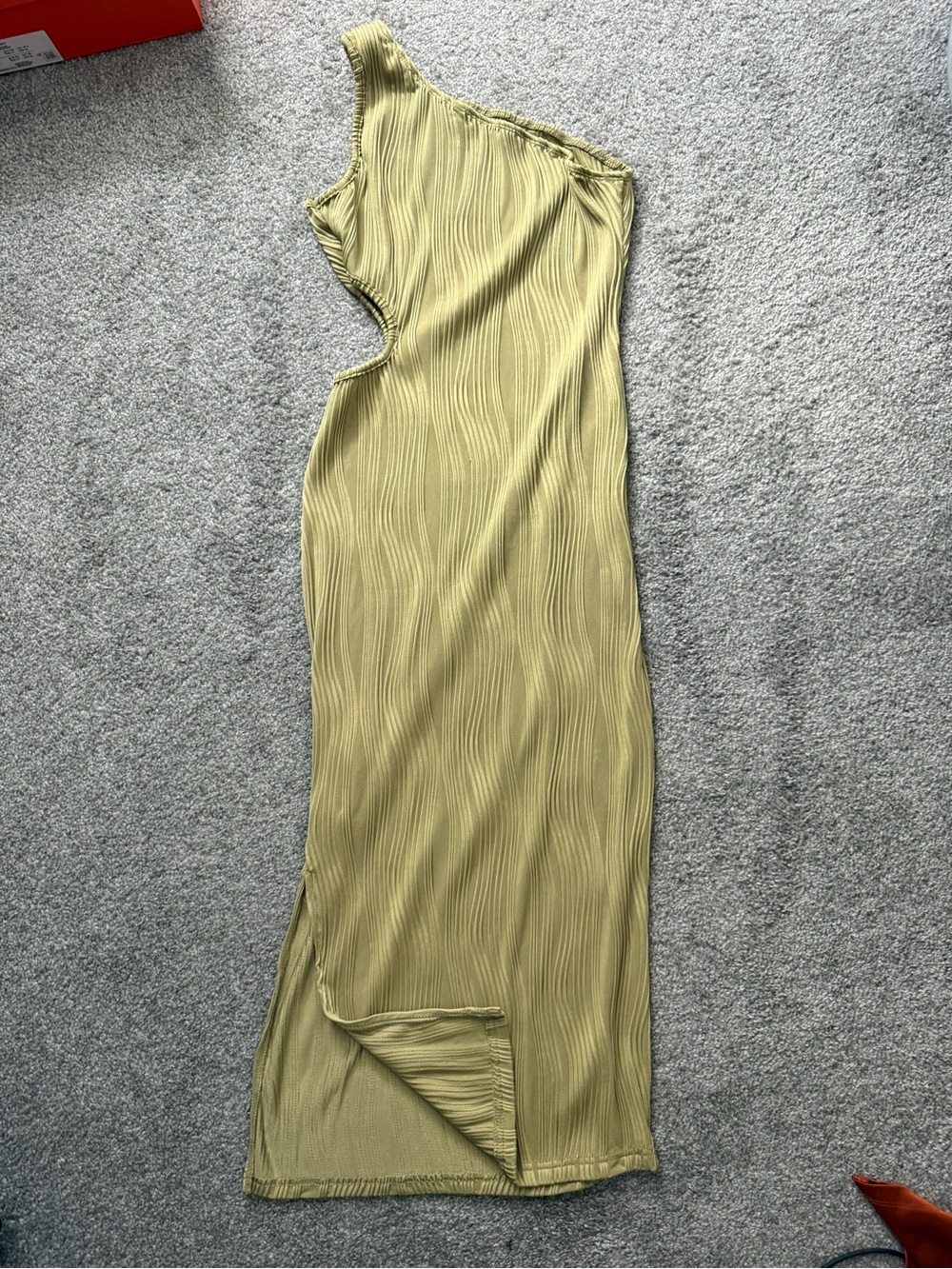 SHEIN Olive One-Shoulder Cutout Maxi Dress